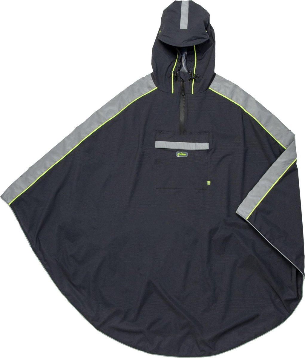 gofluo. Jax Waterproof Poncho - Reflecterende Regenjas - Fluoriserend - Lichtgewicht - Veilig de weg op - Grijs - M