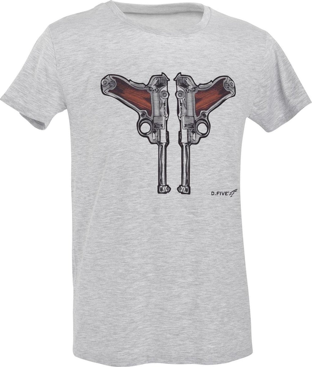 D.five T-shirt Luger Guns Heren Katoen Grijs Maat Xxl
