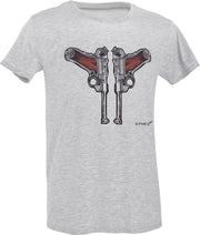 D.five T-shirt Luger Guns Heren Katoen Grijs Maat Xxl