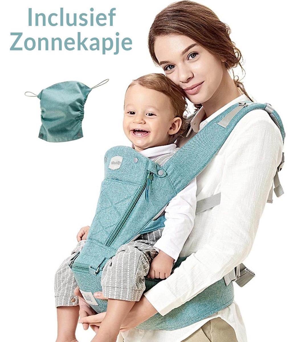 Toddly Baby Draagzak - met Zacht Zitje en Zonkapje - Getest tot 50kg
