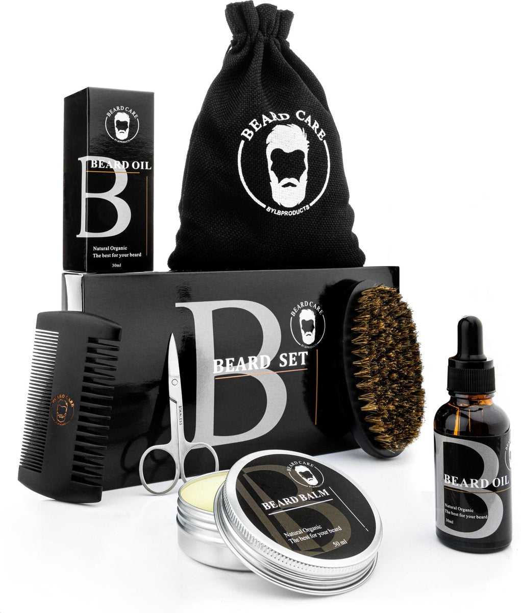 Baardverzorging set l Baardolie l BaardBalsem l Baardkam l Baardborstel I Giftset I Geschenkset I voor Mannen I Baardgroei I Baard | Baardset | Kado man | Cadeau voor hem | Sandal Wood | Black Editie