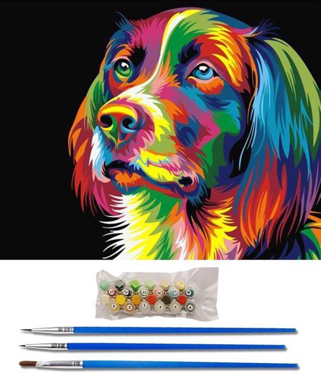 Paint By Numbers - Schilderen op Nummer - Hond - 50x40cm - Volwassenen & Kinderen - Stipco