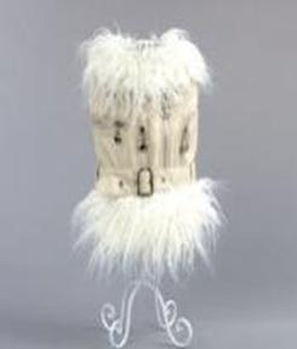Bodywarmer met pluizige rand in de kleur wit