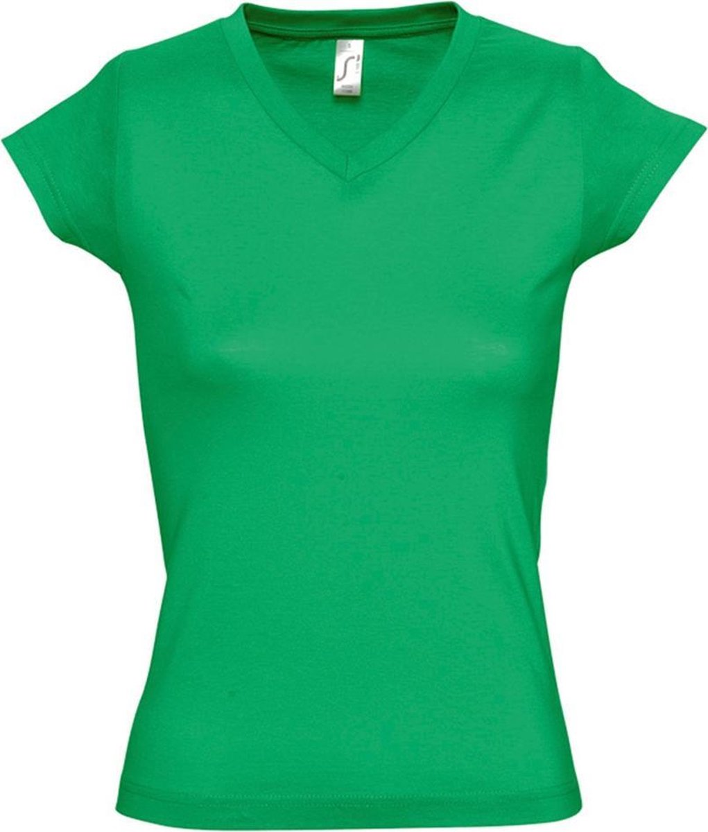 SOLS Dames/dames Maan V Hals T-Shirt met korte mouwen (Kelly Groen)
