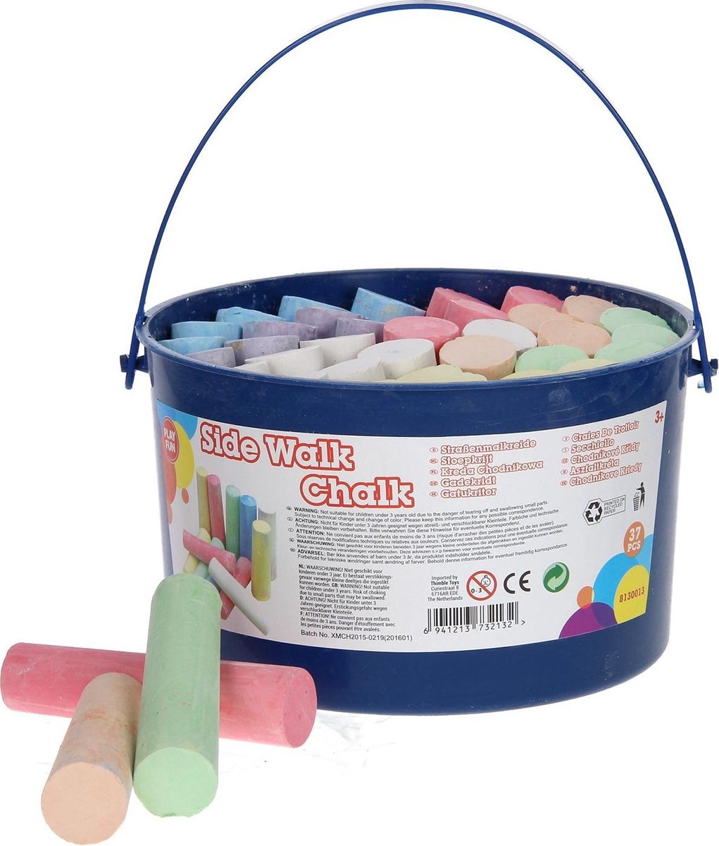 Playfun - Stoepkrijt Emmer - 37 Stuks