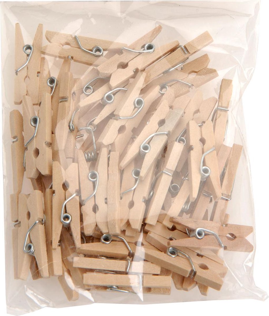 1 zakje Houten Mini Wasknijpers