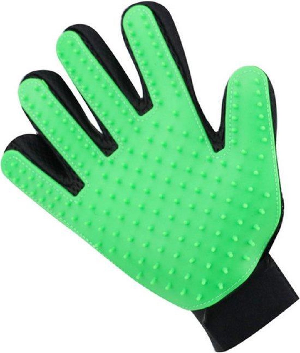 Borstel handschoen voor honden en katten - Vacht - Klittenkam - Huisdieren - Groen Rechter Hand