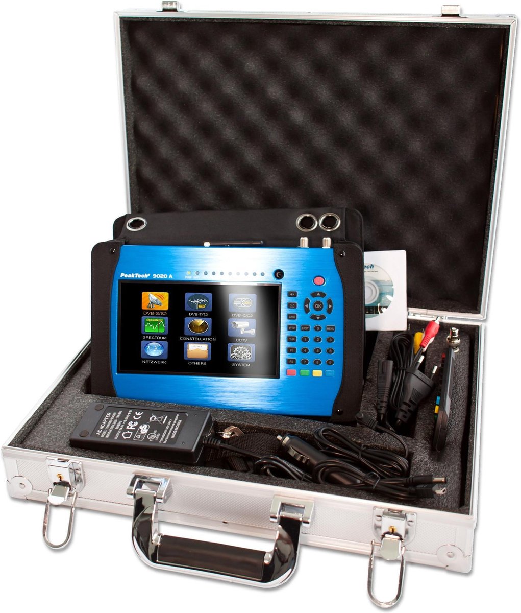 Peaktech 9020A: DVB-C / S2 / T2-meter met 7-inch display