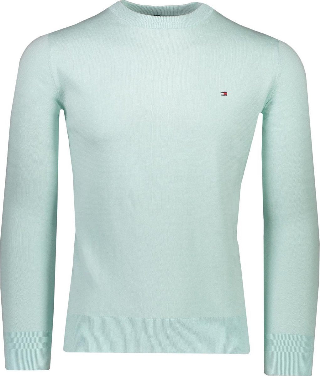 Tommy Hilfiger Trui Groen Getailleerd - Maat M - Heren - Lente/Zomer Collectie - Katoen;Zijde