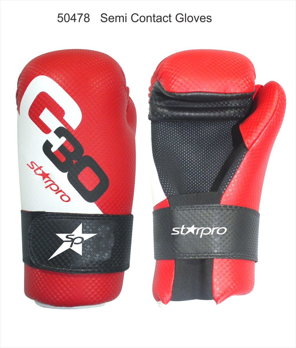Semi-contact bokshandschoenen Starpro | rood-wit-zwart - Product Kleur: Zwart / Rood / Wit / Product Maat: XL