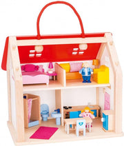 Goki Houten Poppenhuis Koffer 30 X 22 X 28cm