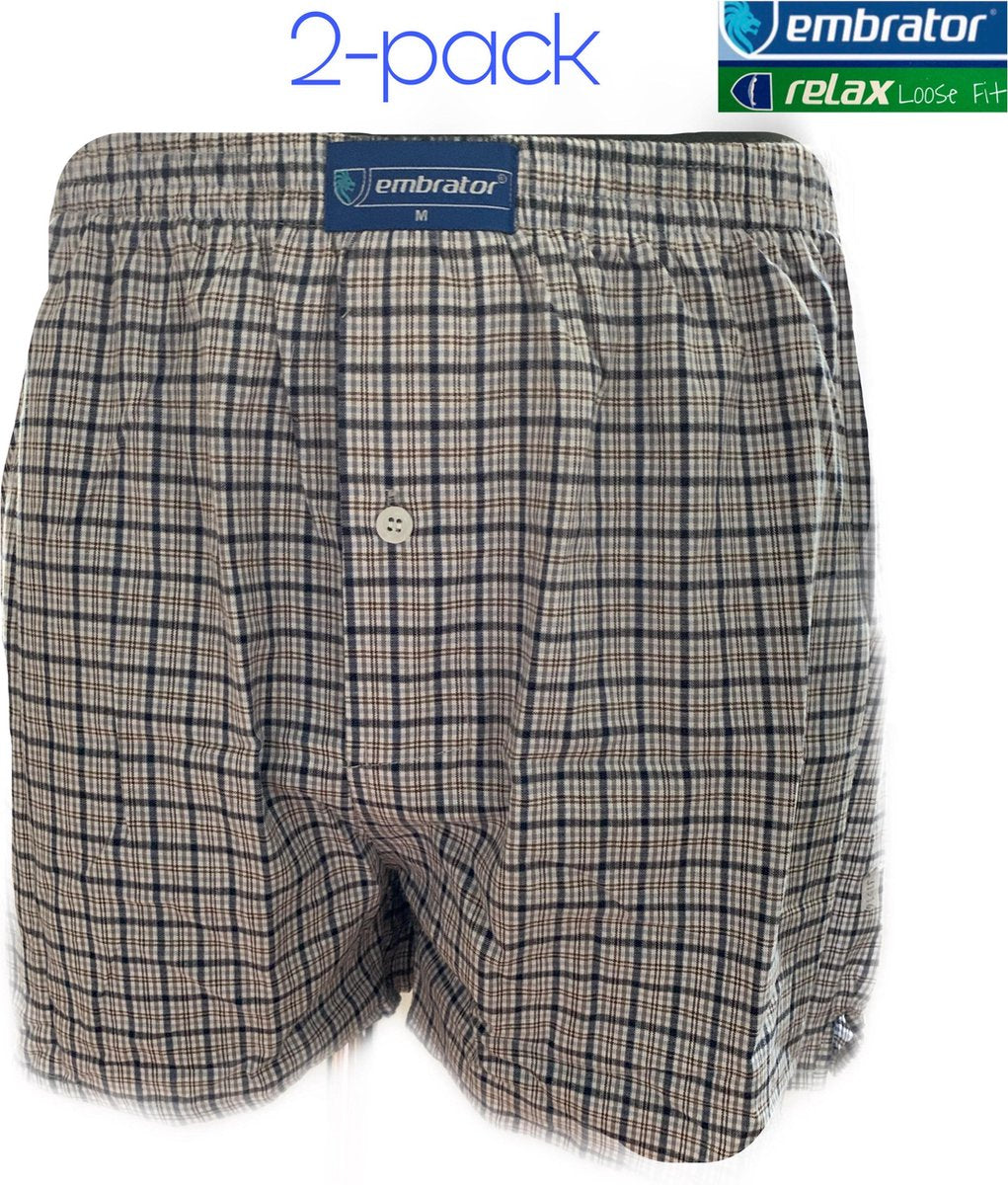 Embrator 2-pack mannen Boxershort geweven katoen blauw maat 4XL
