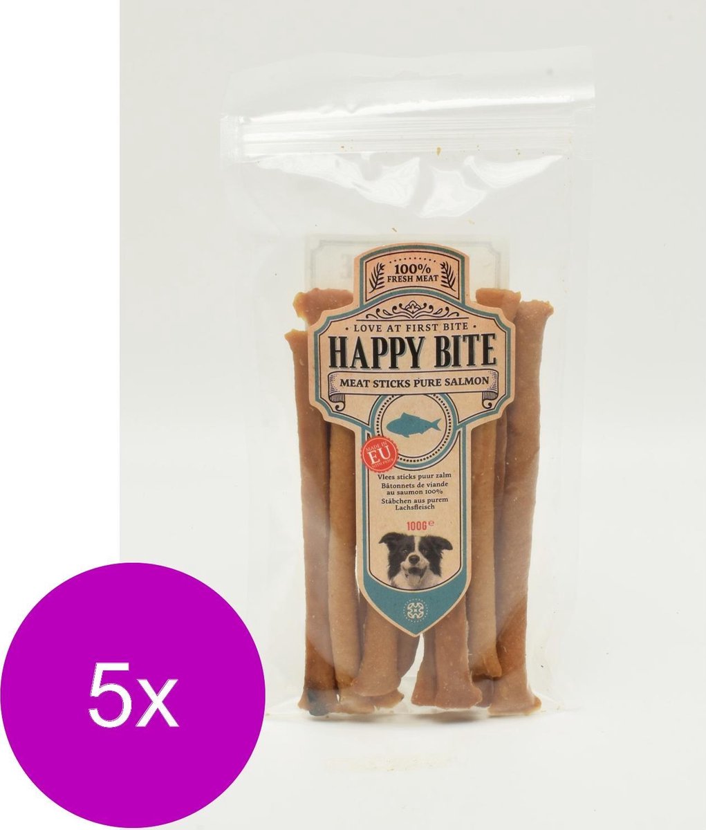 Happy Bite Sticks - Hondensnacks - 5 x Zalm 100 g