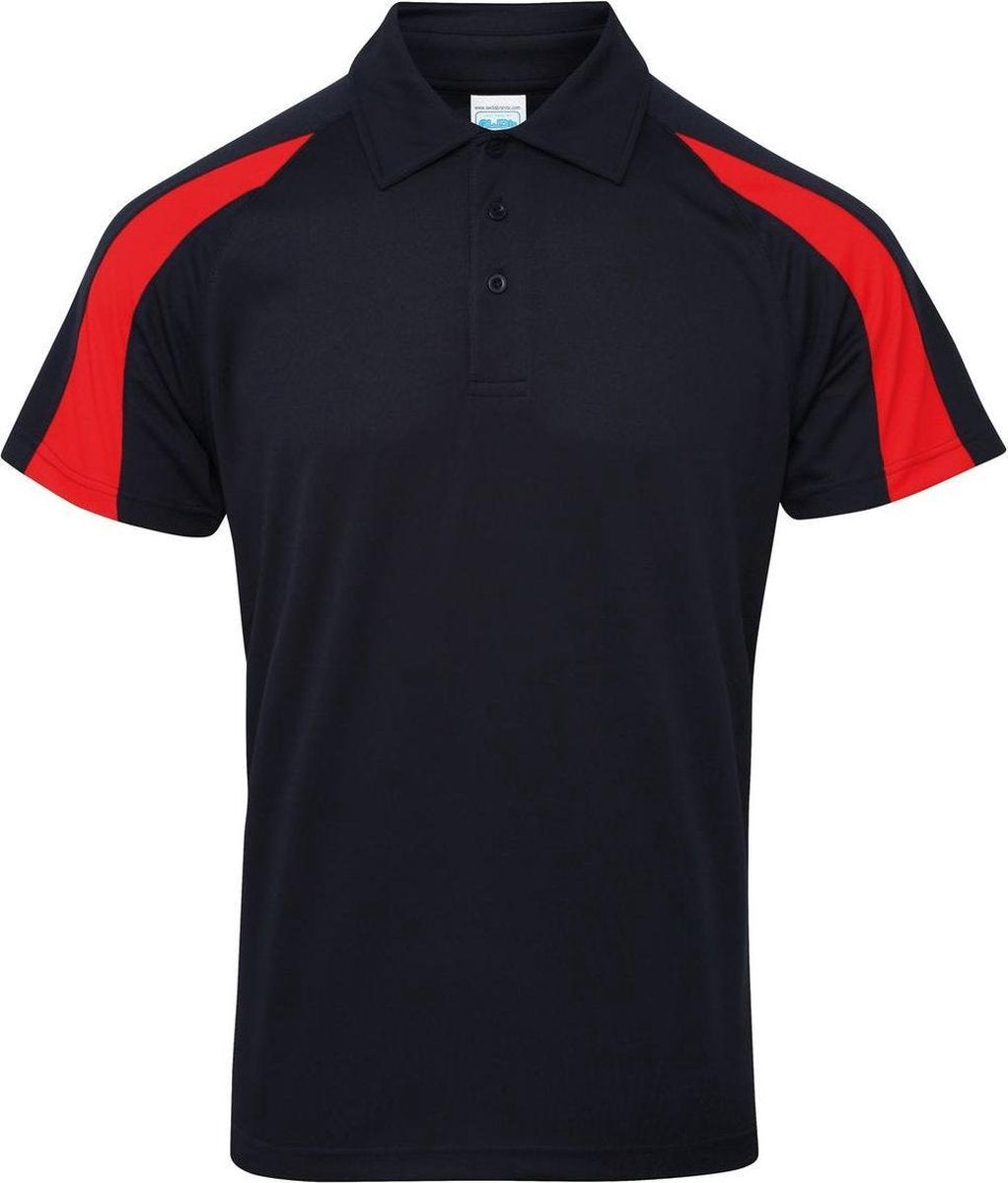 Awdis Gewoon Cool Mens Korte Mouw Contrast Paneel Poloshirt (Franse marine / vuurrood)