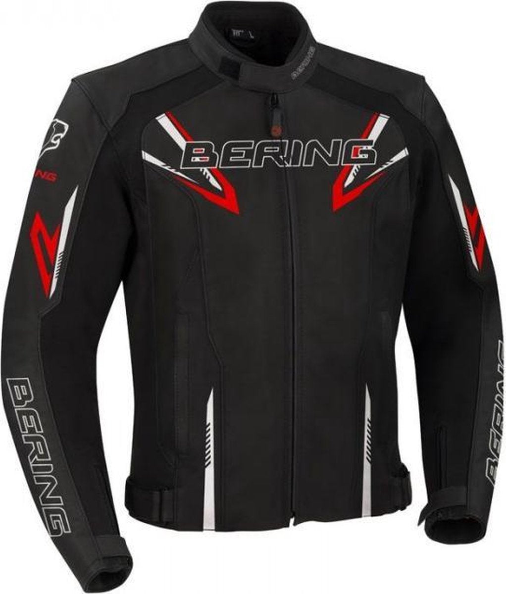 Bering Skope Black Red Leather Motorcycle Jacket L