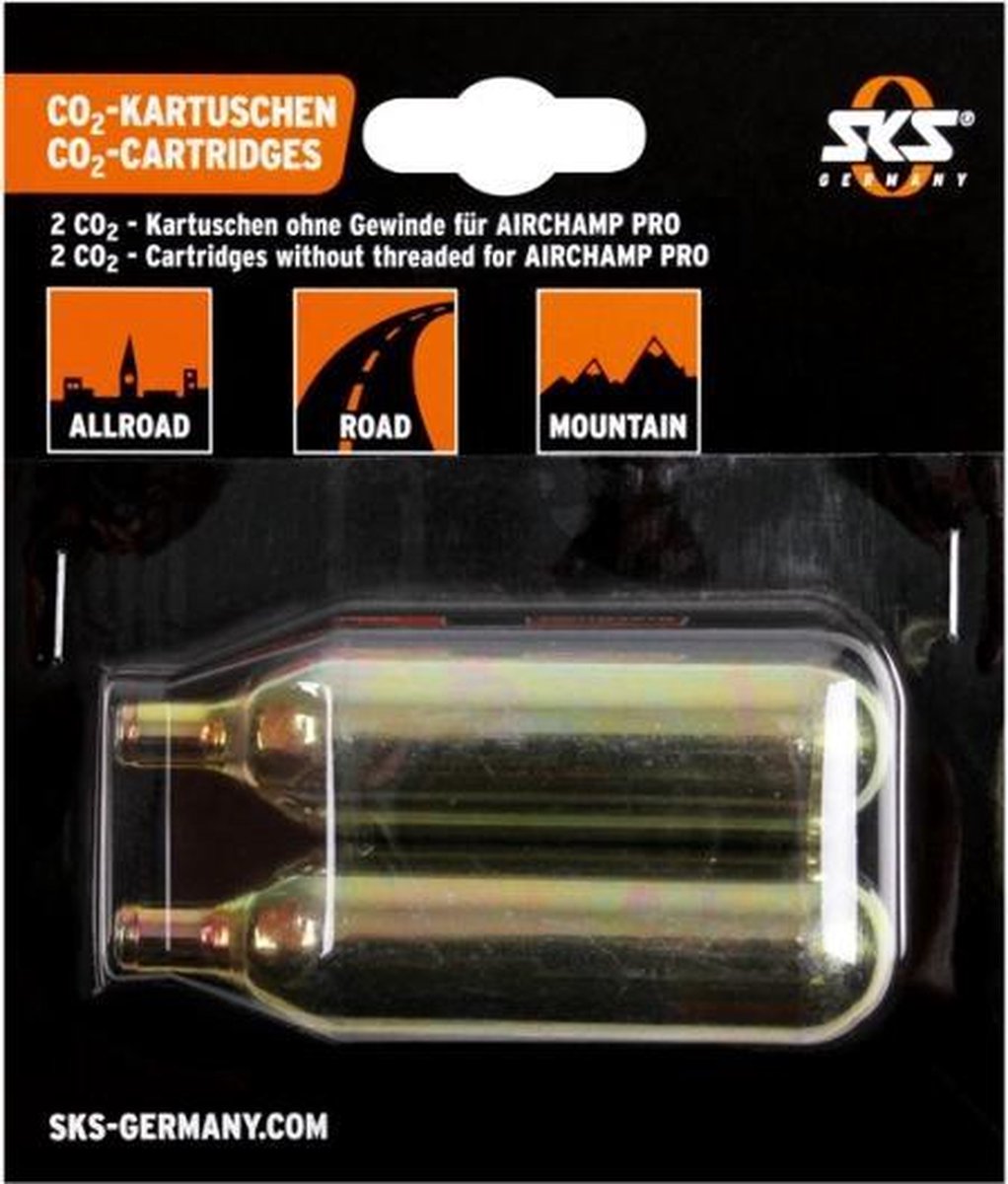 SKS CO2 patroon Airchamp PRO 16 gram (2 stuks) - Fietsgereedschap