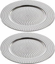 4x Ronde kerstdiner/diner onderborden glamour zilver 33 cm - Onderbord - kerstdiner onderbord - kerstfeest -
