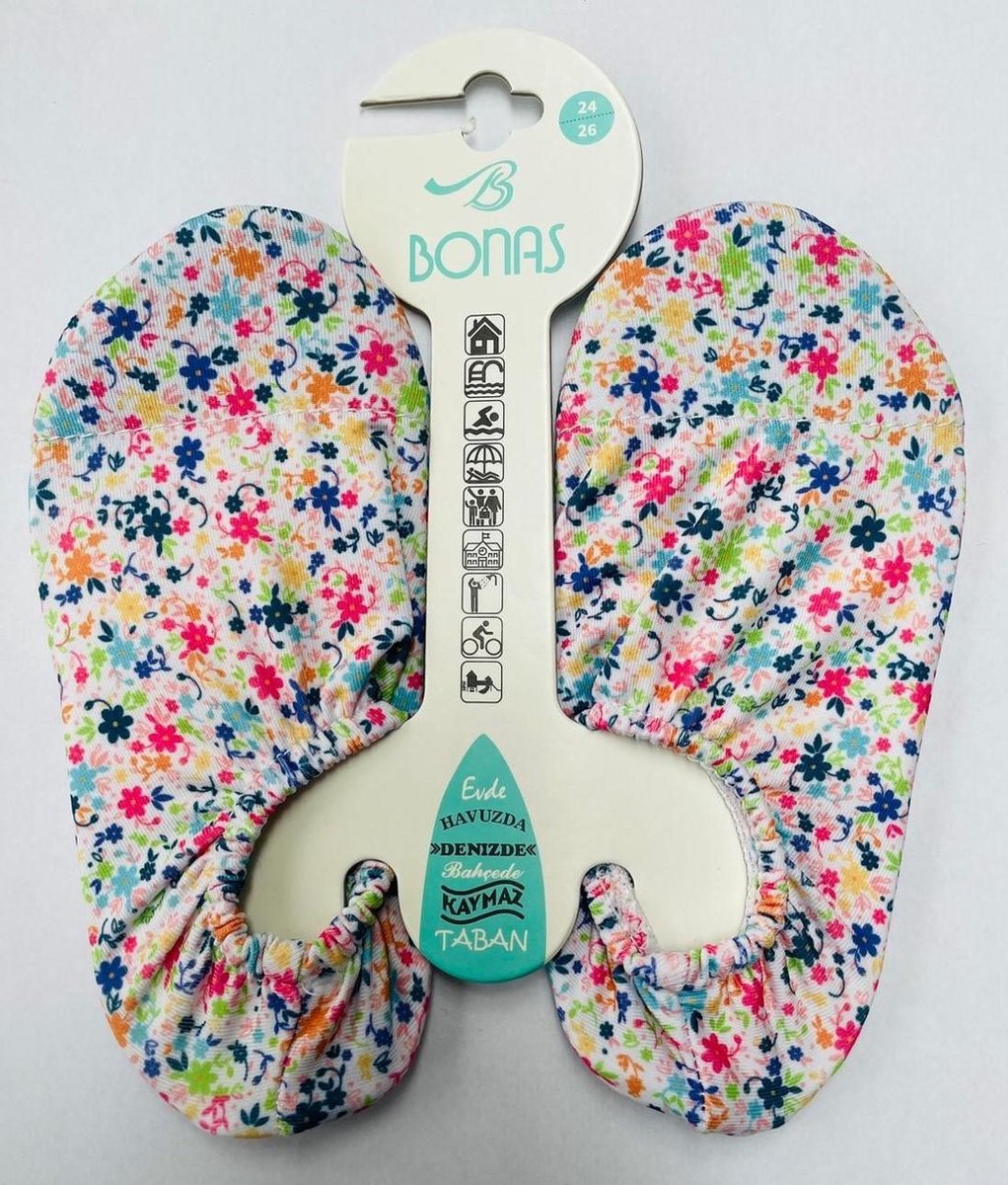 Bonas Antislip Zool Waterschoen | Zwemschoenen | Zwemslof | Gymschoen voor Kinderen Maat 27-29 Bloemen