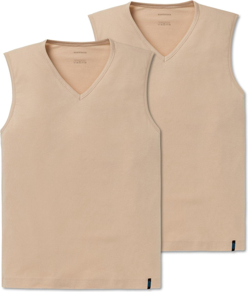 Schiesser 95/5 Heren Onderhemd - 2-pack - beige - Maat S