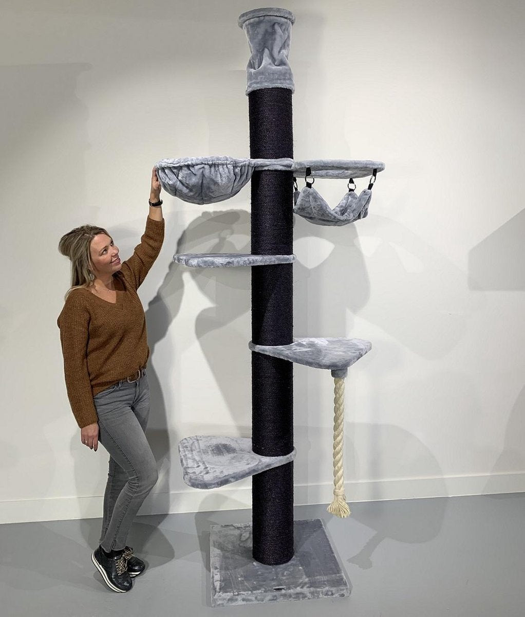Krabpaal grote kat Maine Coon Tower Crown Blackline Light Grey