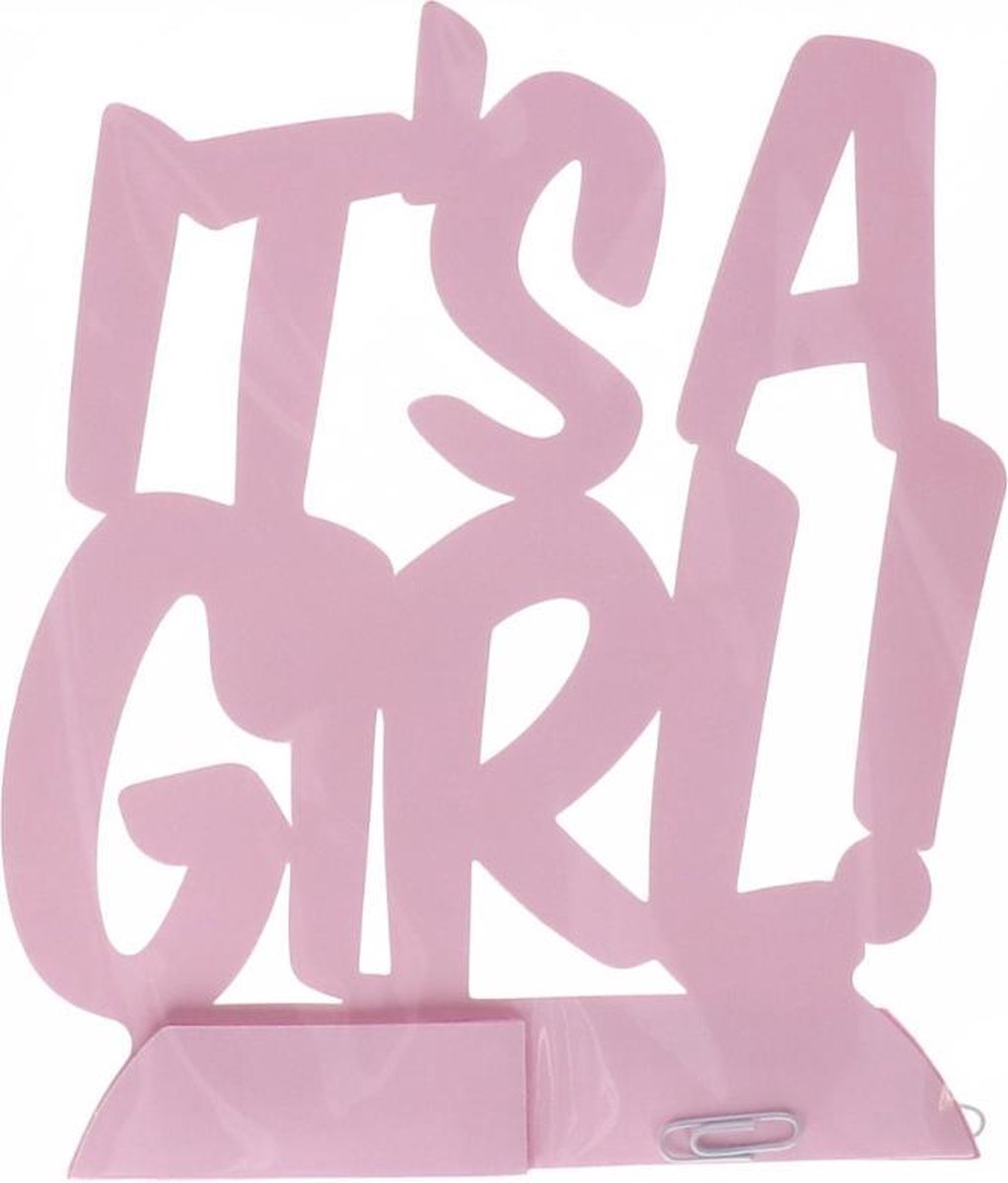 It`s a girl decoratie roze 23 cm hoog - 20 cm lang