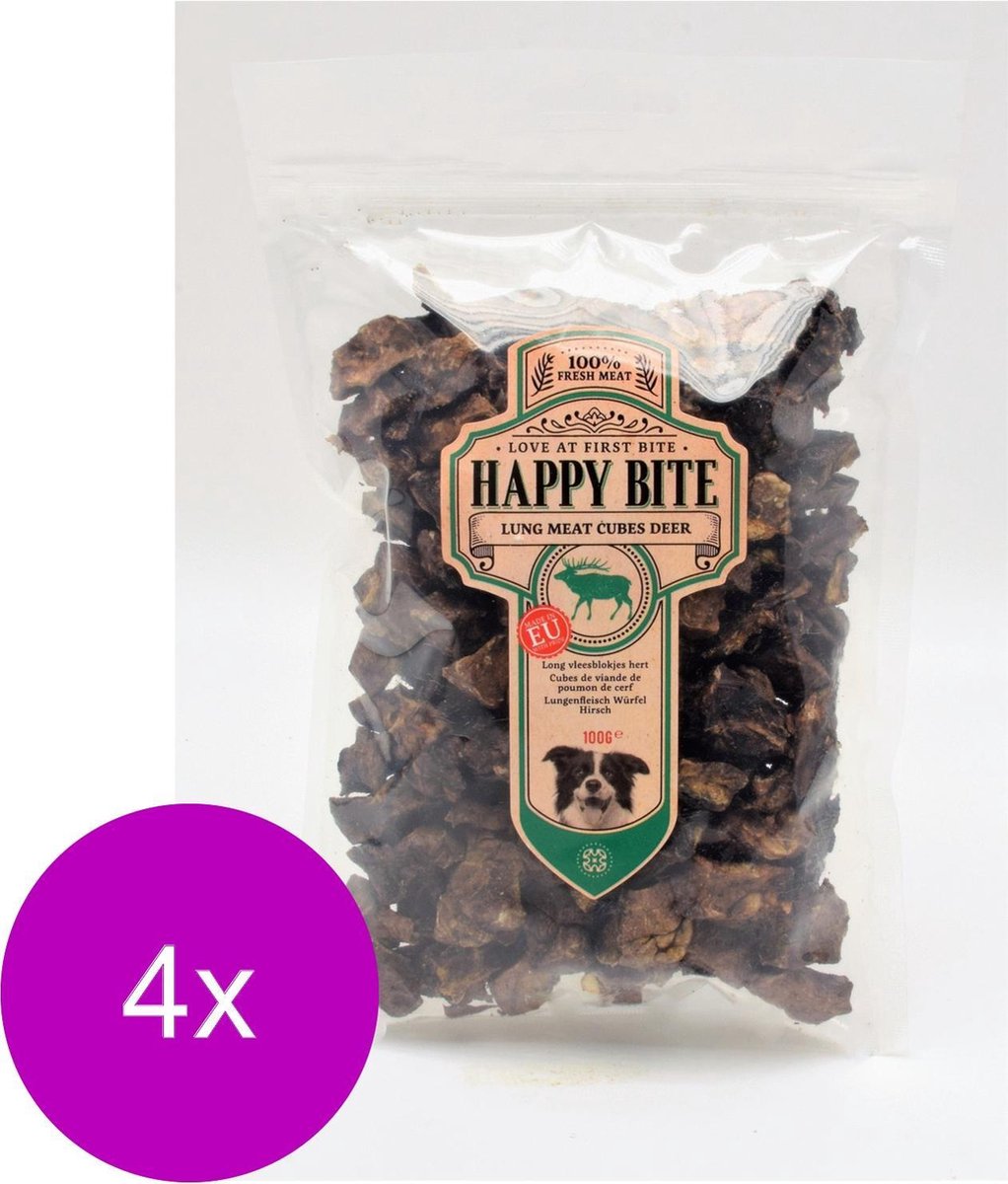 Happy Bite Longen - Hondensnacks - 4 x Hert 100 g