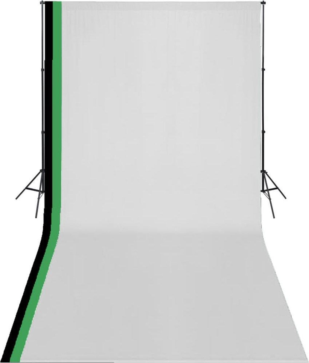 Fotostudioset met 3 katoenen achtergronden en frame 3x6 m