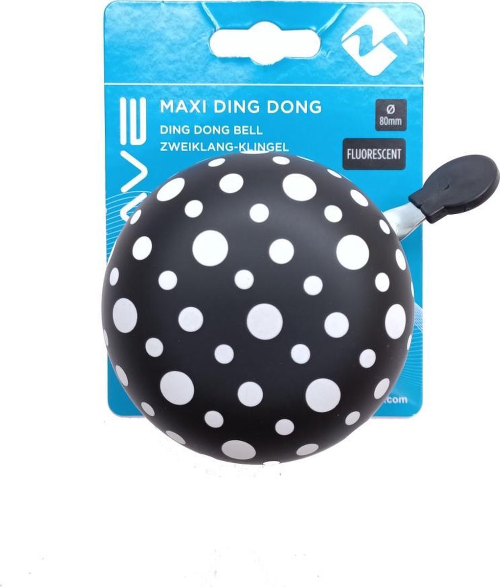 Fietsbel dingdong m-wave zwart/ witte punten