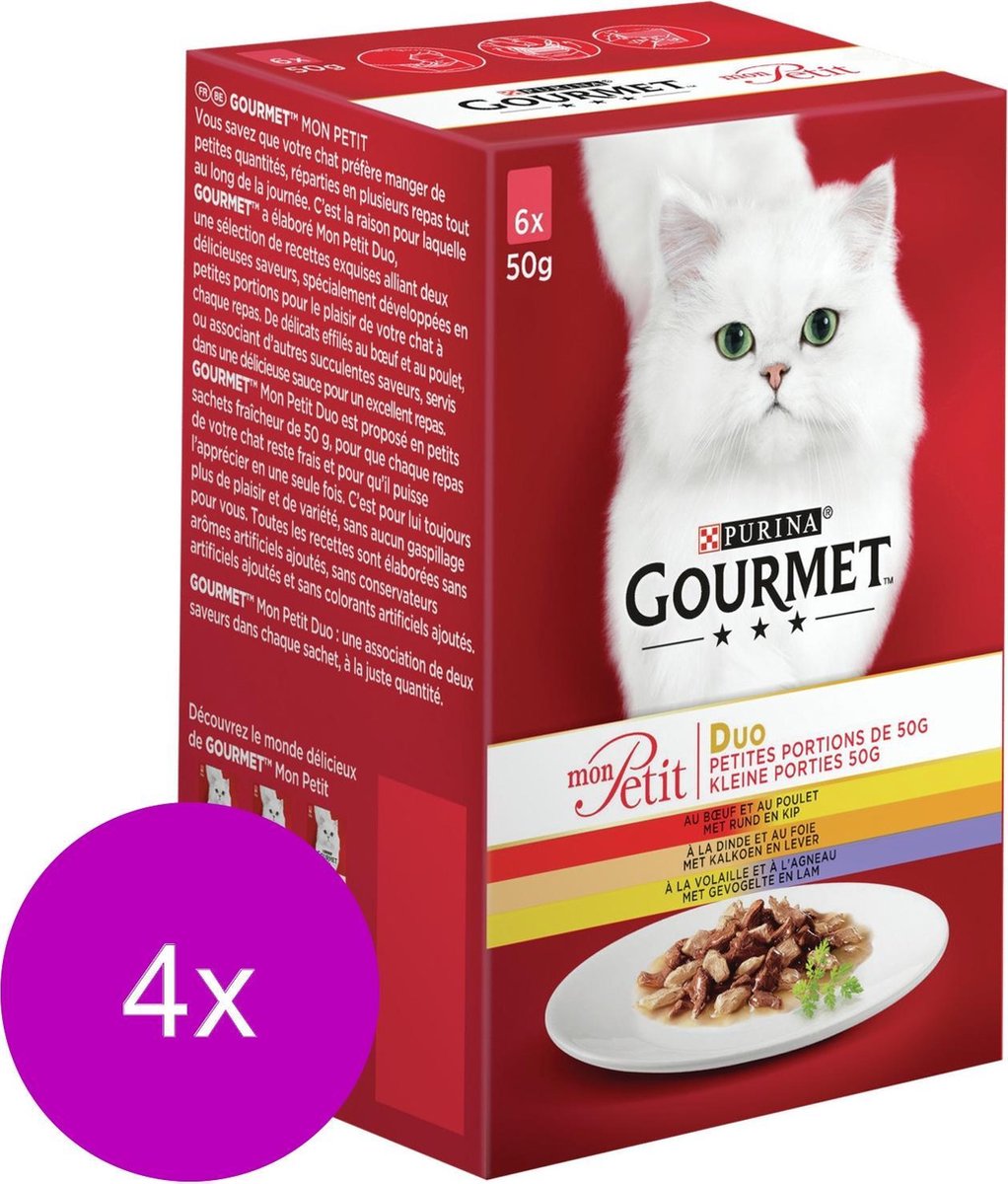 Gourmet Mon Petit Duo 6x50 g - Kattenvoer - 4 x Vlees