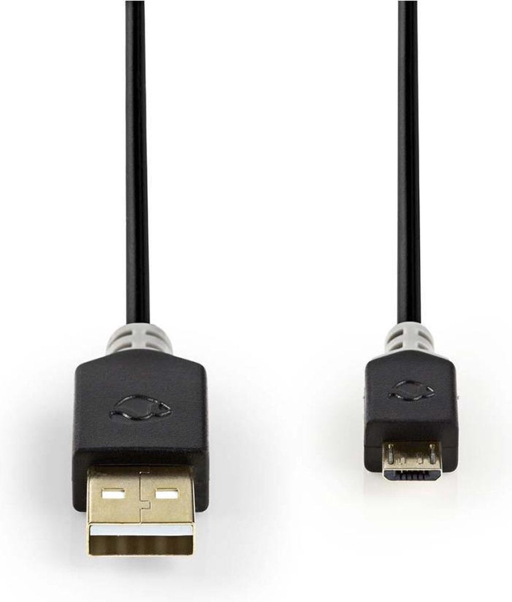 USB-Kabel | USB-A Male | USB Micro-B Male | Verguld | 1.00 m | Rond | PVC | Antraciet | Window Box