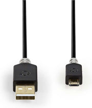 USB-Kabel | USB-A Male | USB Micro-B Male | Verguld | 1.00 m | Rond | PVC | Antraciet | Window Box