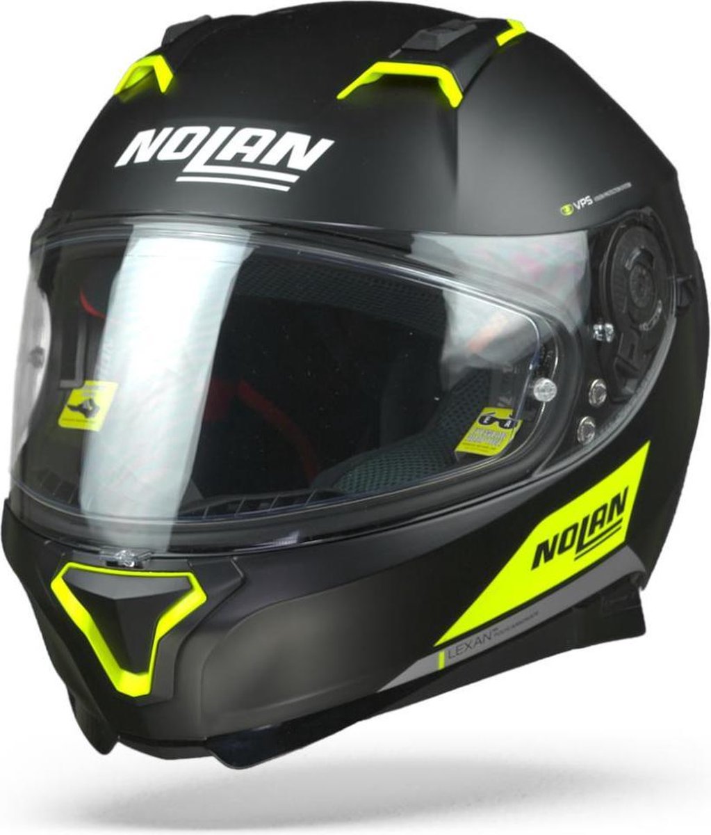 Nolan N87 Emblema 072 Glans Zilver Geel Integraalhelm - Motorhelm - Maat XL