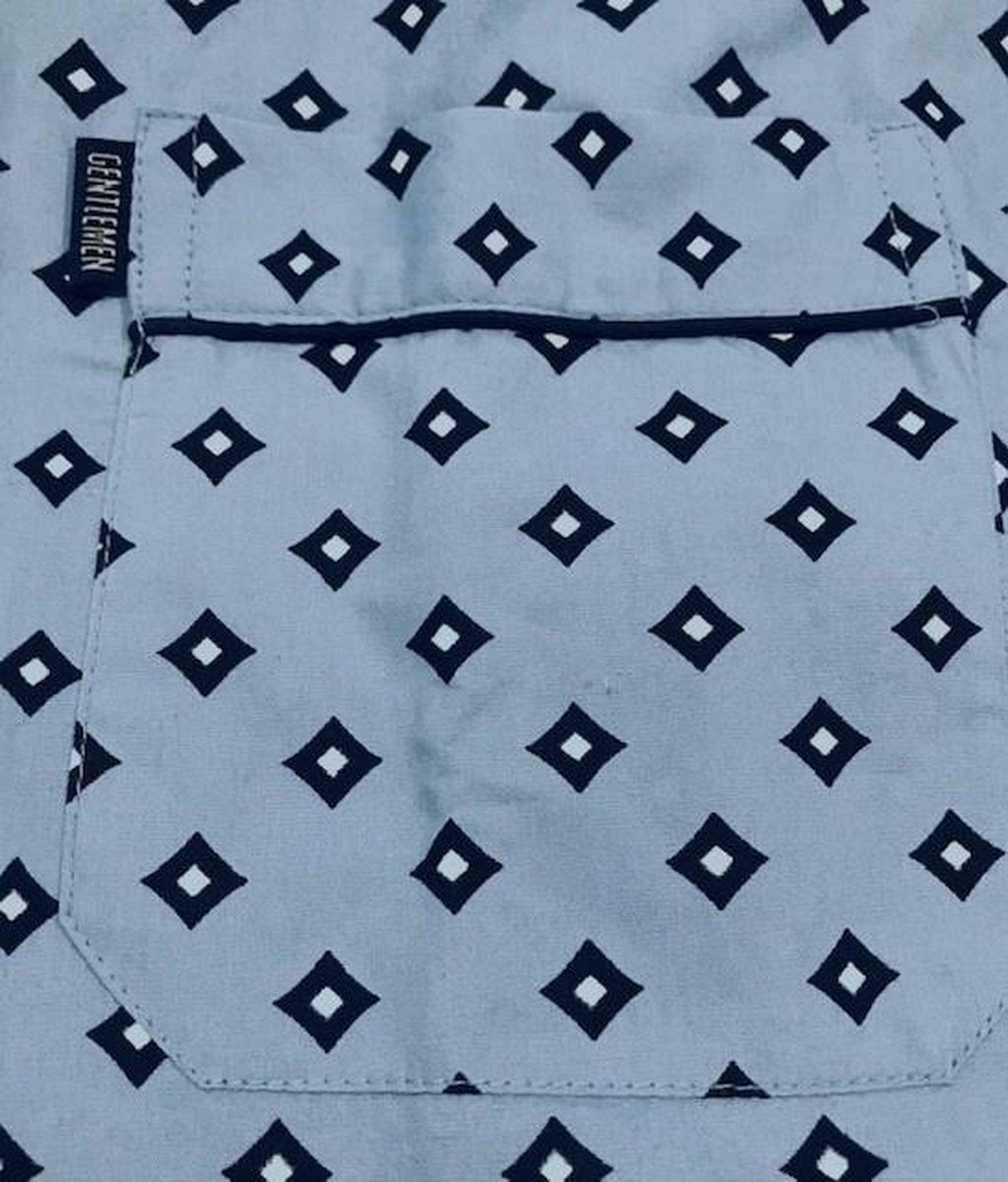 Gentlemen heren pyjama katoen knoopsluiting -  - 60  - Blauw