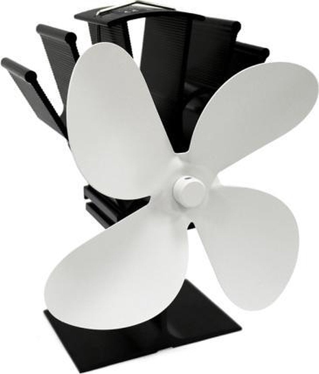 YL603 Eco-vriendelijke aluminium warmteaangedreven kachelventilator met 4 bladen voor hout- / gas- / pelletkachels (wit)