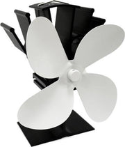 YL603 Eco-vriendelijke aluminium warmteaangedreven kachelventilator met 4 bladen voor hout- / gas- / pelletkachels (wit)