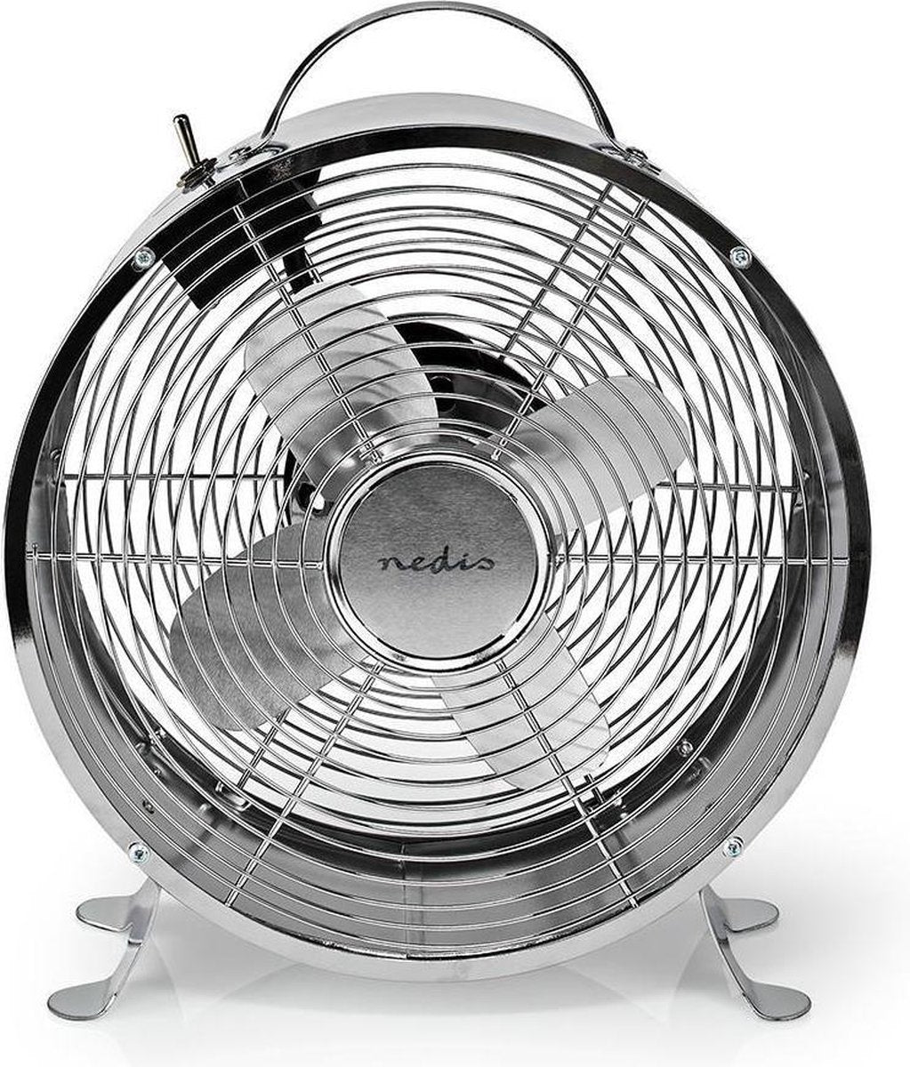 Tafelventilator | Netvoeding | Diameter: 25 cm | Hoogte: 33.5 cm | 20 W | Aantal snelheden: 2 | Chroom