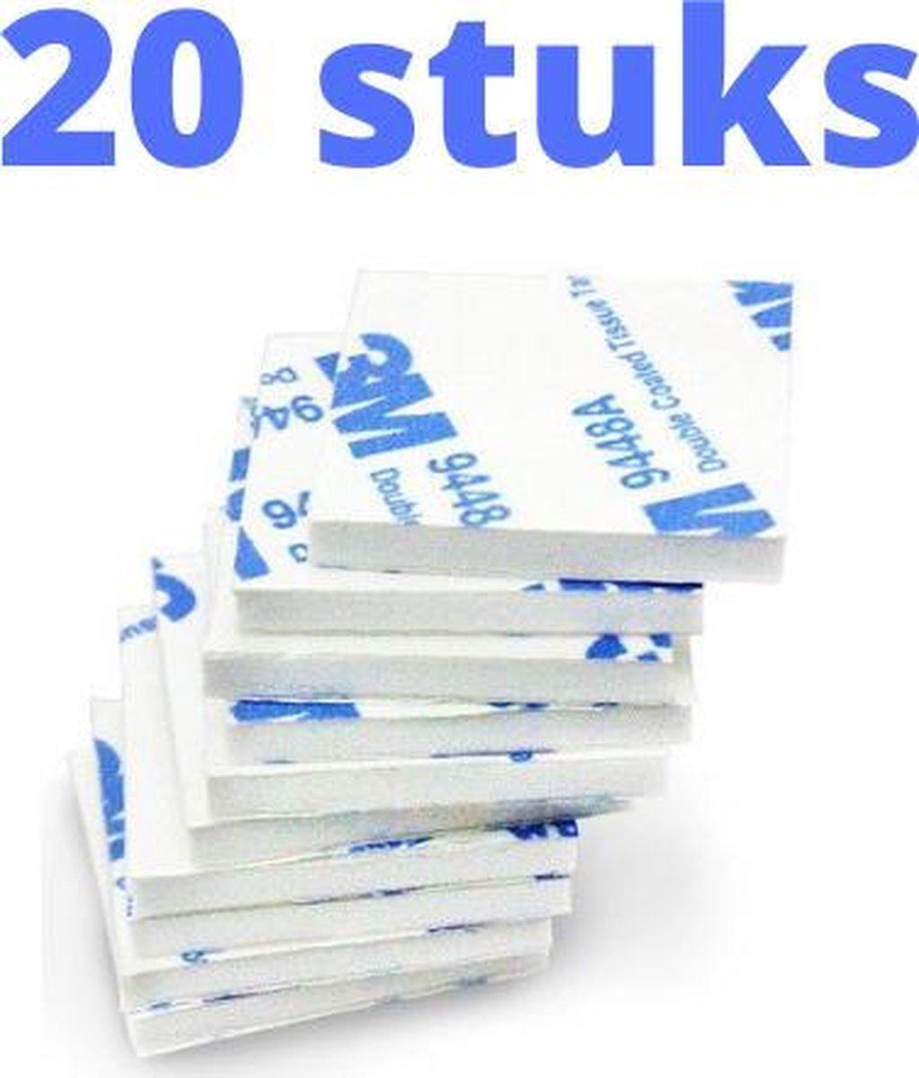 3M Dubbelzijdige Stickers - 20 STUKS - Plakkers - Extra Sterk - Ophangen Poster en Foto - Knutselen - 30 x 30 x 1.5 mm - Plakkertjes - Klevers - Montage - DIY