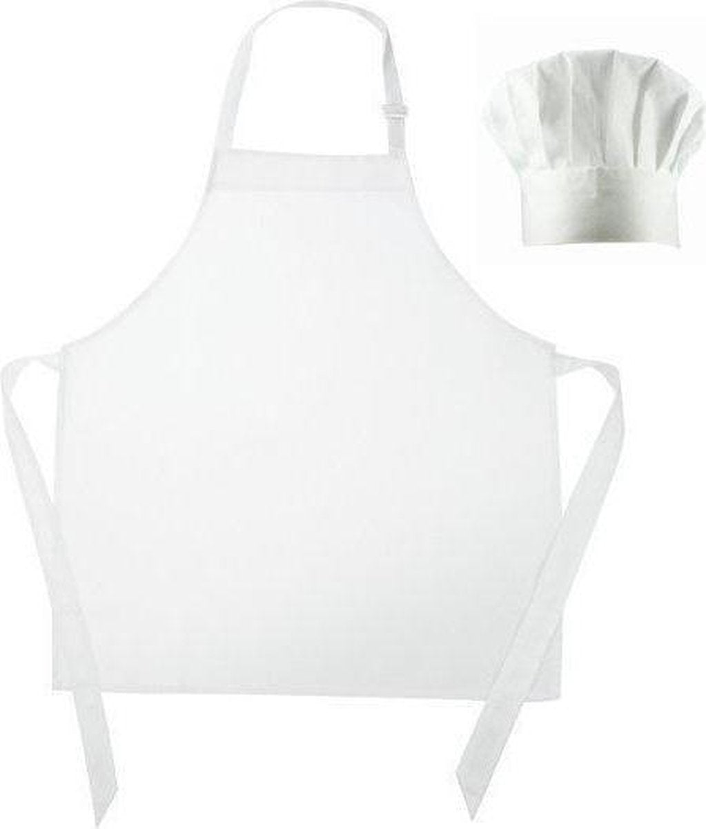 Benza Kinderschort met koksmuts - Wit - 50 x 60 cm