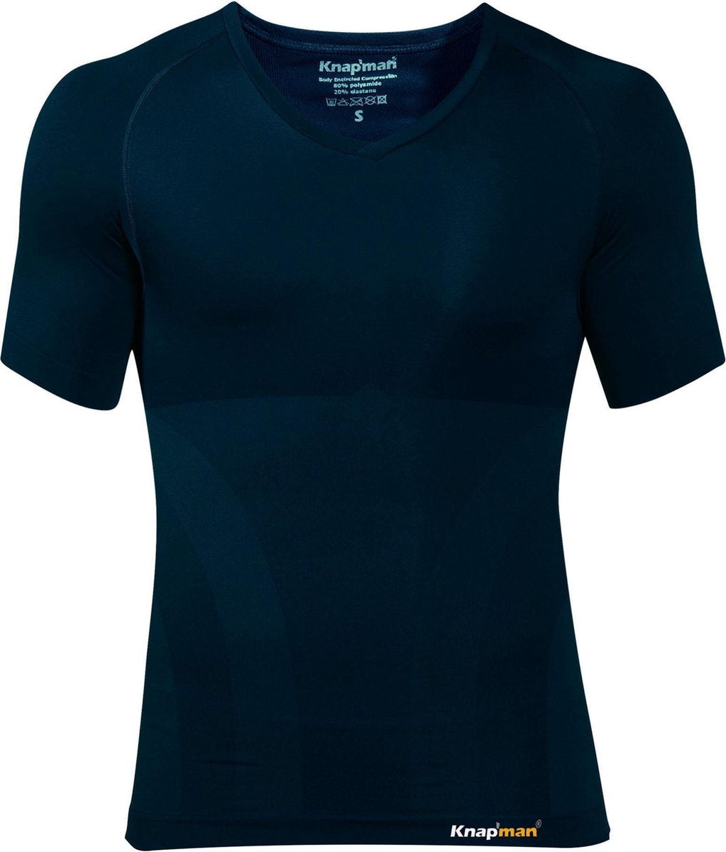Knapman Compressie Shirt V-hals Heren | Navy Blue | Maat M