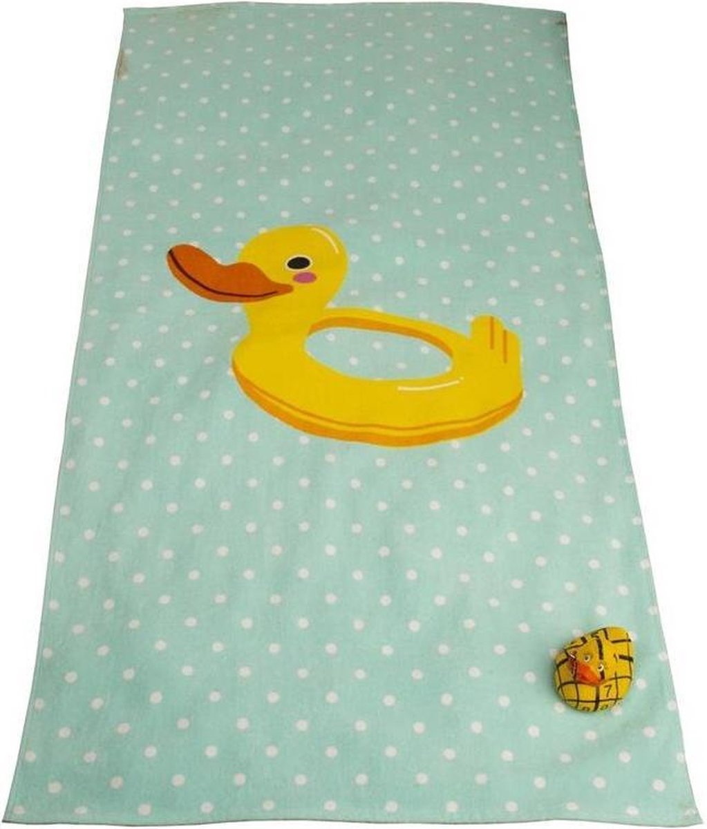 Strandlaken met Eendjes Print 70x140 cm Blauw
