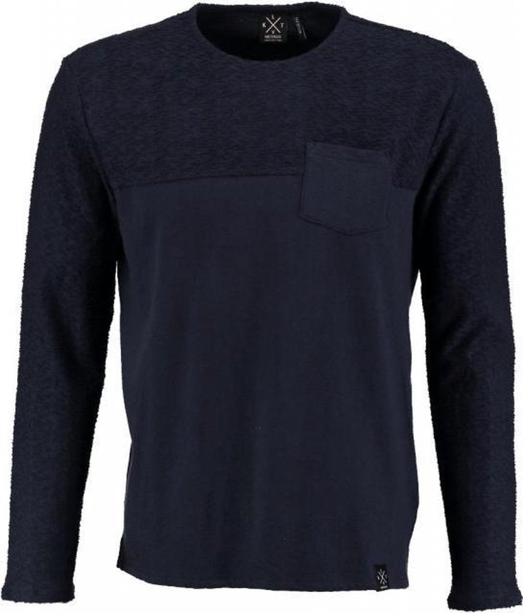 Kultivate blauwe sweater materiaalmix - Maat  XL