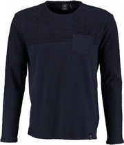 Kultivate blauwe sweater materiaalmix - Maat  XL