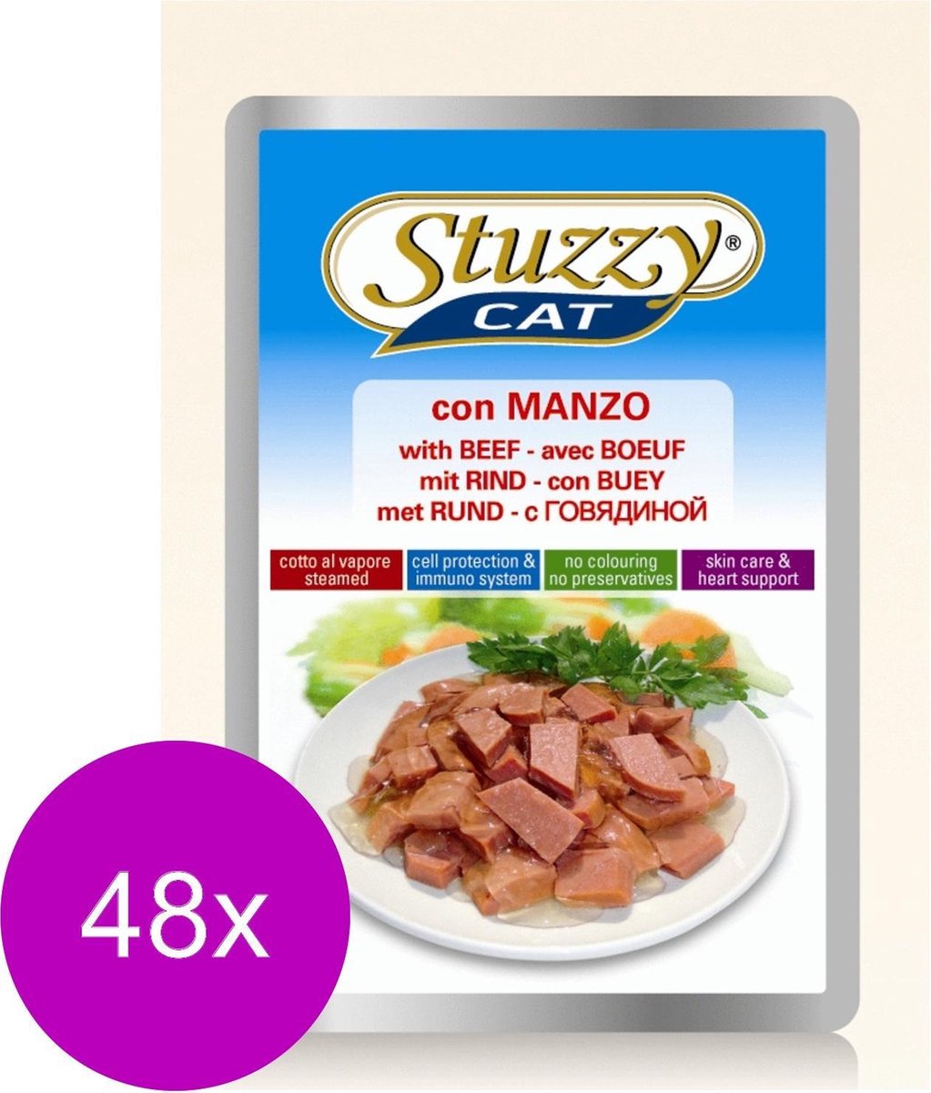 Stuzzy Pouch Adult 100 g - Kattenvoer - 48 x Rund&Jelly