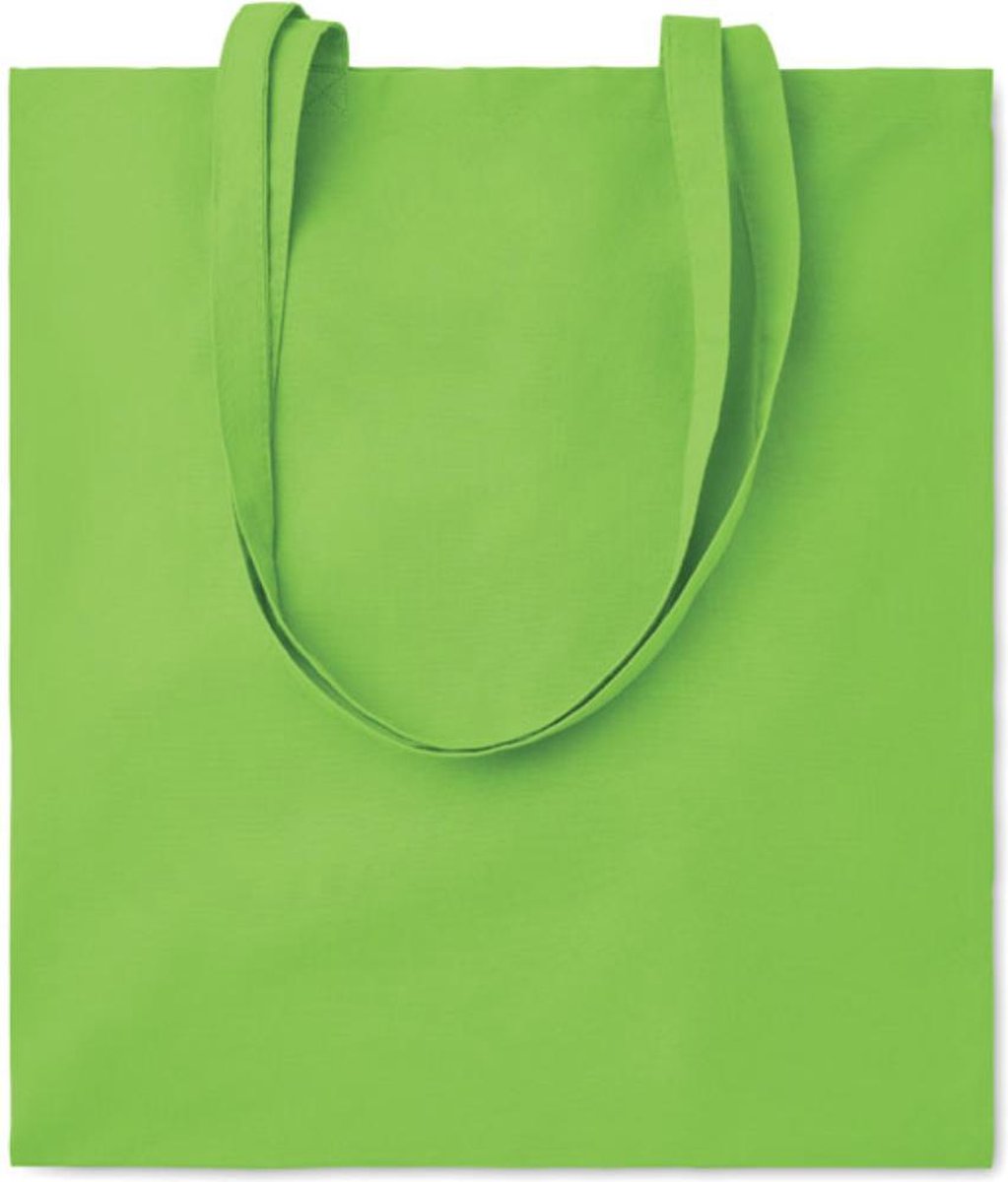 Gekleurde katoenen tas met lange hengsels. Groen per 10 stuks
