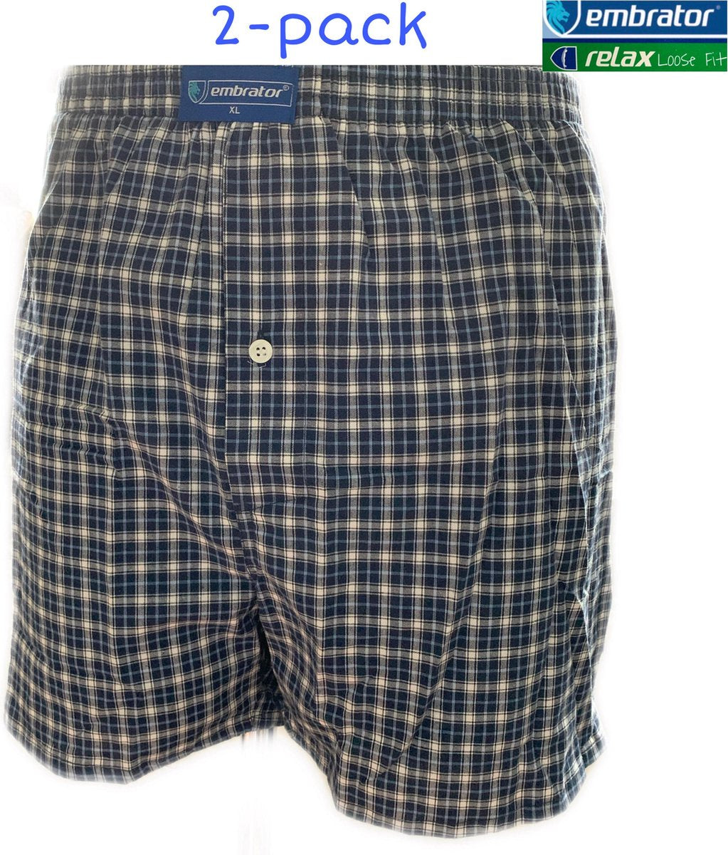 Embrator 2-pack mannen Boxershort geweven katoen donkerblauw 4XL