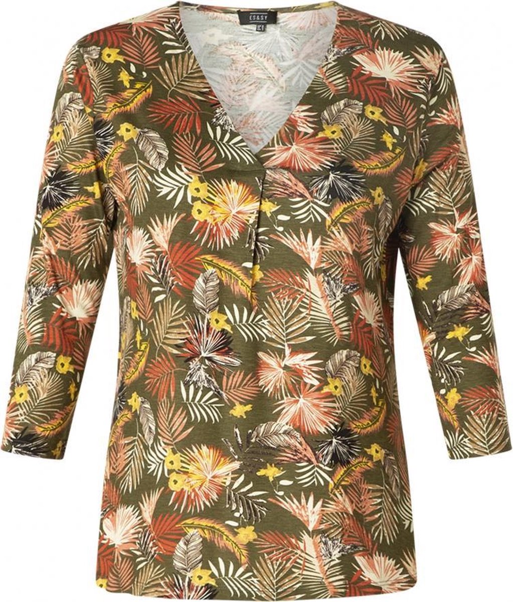 ES&SY Mirthe Top - Olive Green/Multi-Co - maat 44