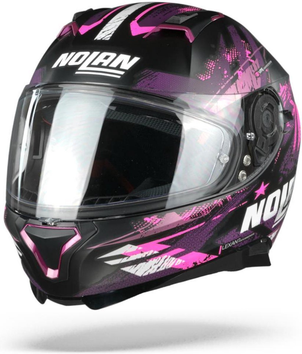 N87 Carnival 86 Flat Black Pink White  Integraalhelm - Motorhelm - Maat XXL