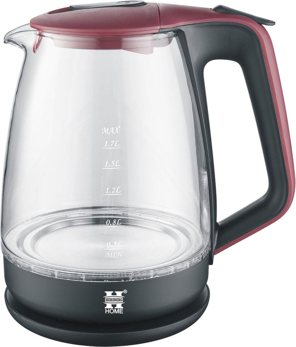 Herzberg Waterkoker 1.7L - LED licht - Rood
