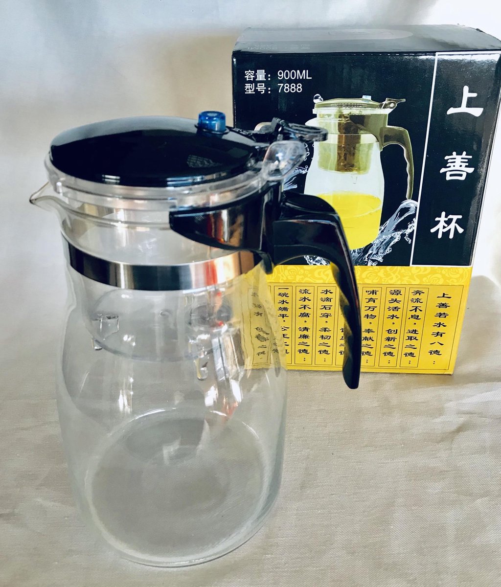 Theepot-filter setsysteem 900 ml  voor 3-4 glazen thee  Uniek theefilter potje voor het zetten van losse thee