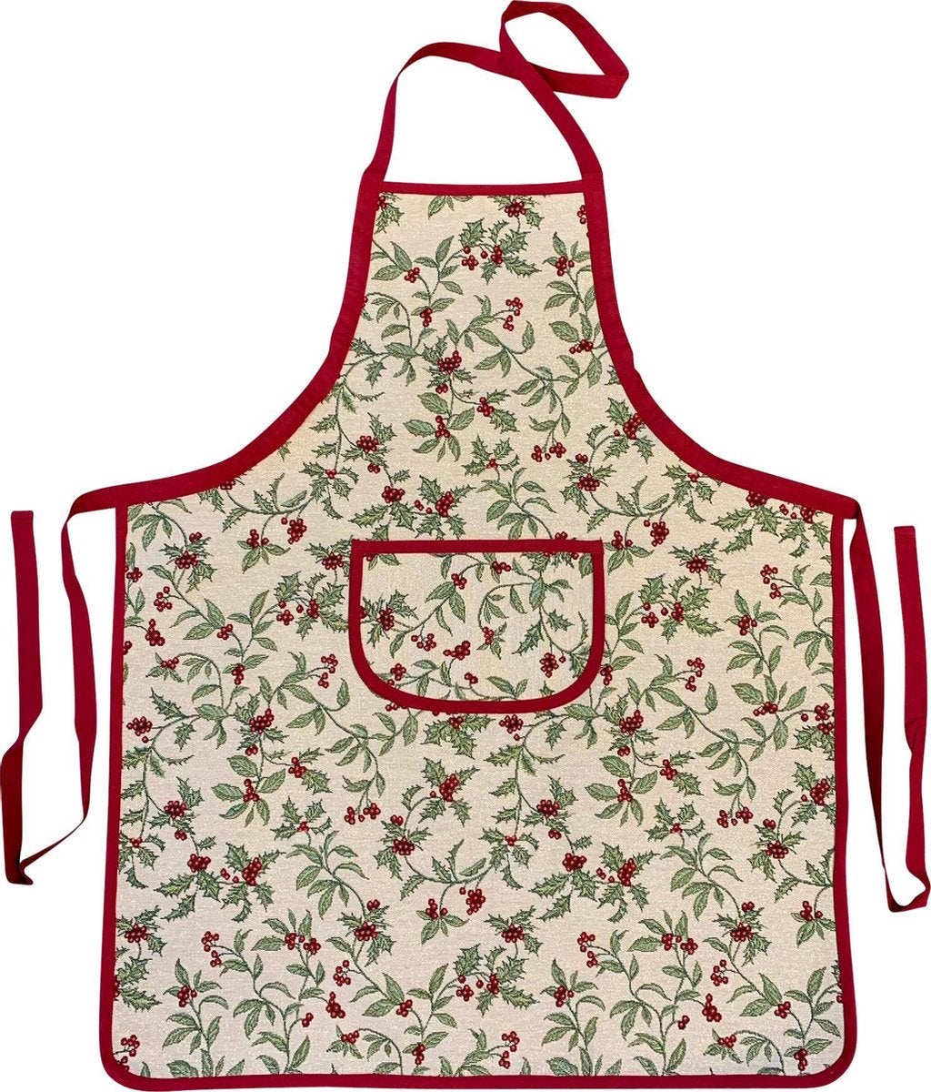 Schort - luxe gobelinstof - Christmas Berries - All over - Kerst - 85x70 cm